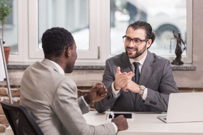 two man having a conversation